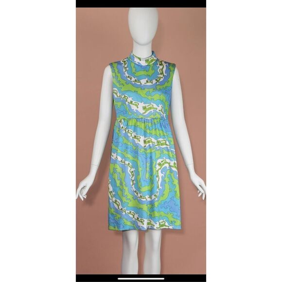 Vintage Mod MCM 1970s Psychedelic Cat Print Fabric Peter Max Style - Picture 2 of 8